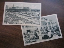 1930s Pair Postcards Swift & Co Chicago Stockyards + Factory Women Slicing Bacon