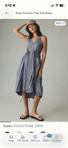 Anthropologie Daily Practice Free Fall Zipper Midi Dress SZ SMALL RUNS LARGE 