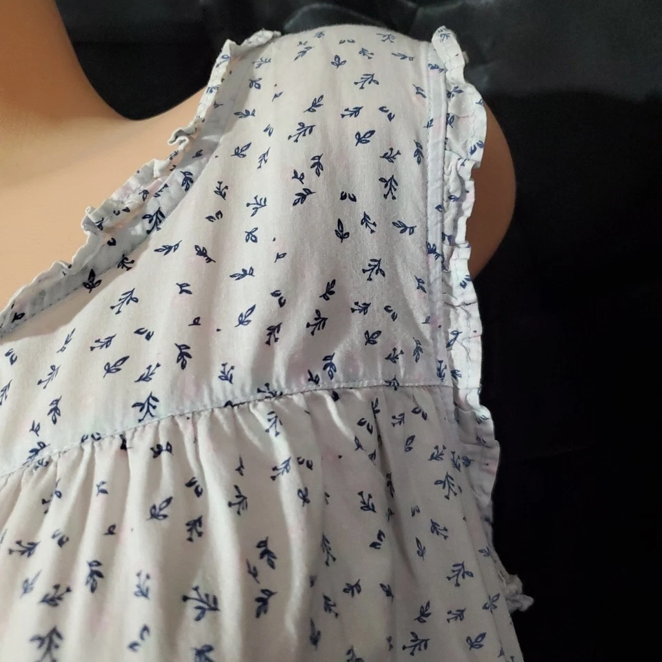 ADONNA Babydoll Nightgown WHITE COTTON FLORAL Prairie Cottagecore Victorian LRG - Image 3 of 4