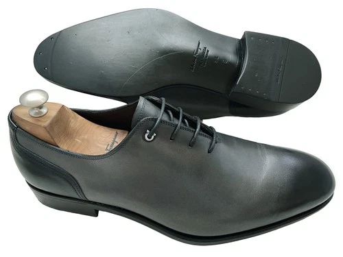 $1890 Salvatore Ferragamo Tramezza BARCLAY Shoes Burnished Grey Oxfords 9.5 E