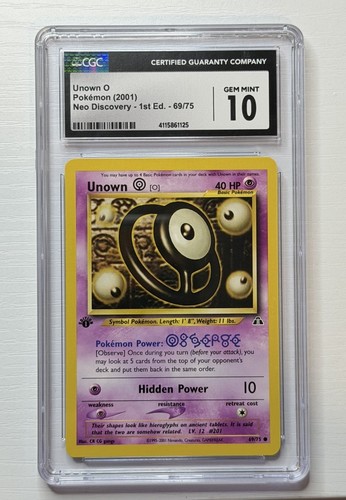 Unown [O] (1st Edition) graded CGC 10 for sale on eBay
