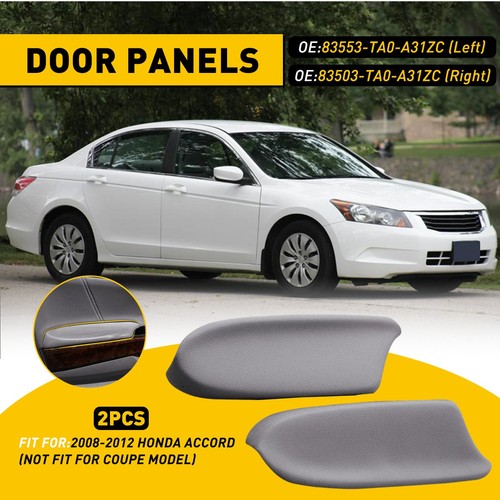 Fits 2008-2012 Honda Accord Leather Front Door Armrest Cover Gray Left & Right S