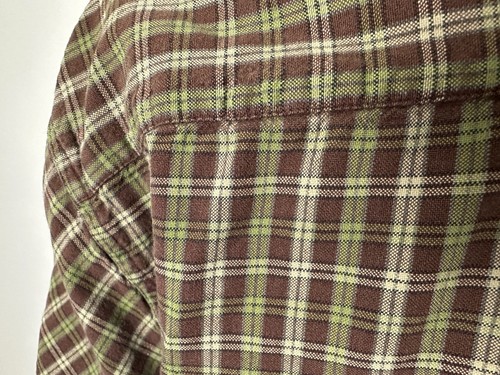 Vintage 90s Structure Shirt Men Large Brown Plaid Long Sleeve Button Down Grunge - Picture 11 of 16