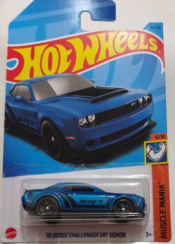 Hot Wheels 2023 18 Dodge Challenger SRT Demon HW Muscle Mania 1/64 color azul - Imagen 1 de 1