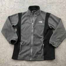 Vintage The North Face Jacket Boys XL Gray Black Fleece Full Zip Youth 