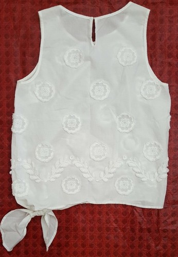 Madewell ärmelloses Top Damen Gr. XXS bestickt seitlich zum Binden Baumwolle elfenbein Blumen - Bild 5 von 12