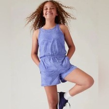 Athleta Girl Blue Kids Romper 7 Sleeveless. Drawstring Waist