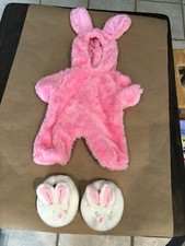 Build A Bear Pink Bunny Suit Costume Sleeper Outfit W/Bunny Slippers NEW