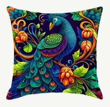 Peacock Oil Painting Spring Easter Sofa Throw Pillow Cover Holiday Home Decor