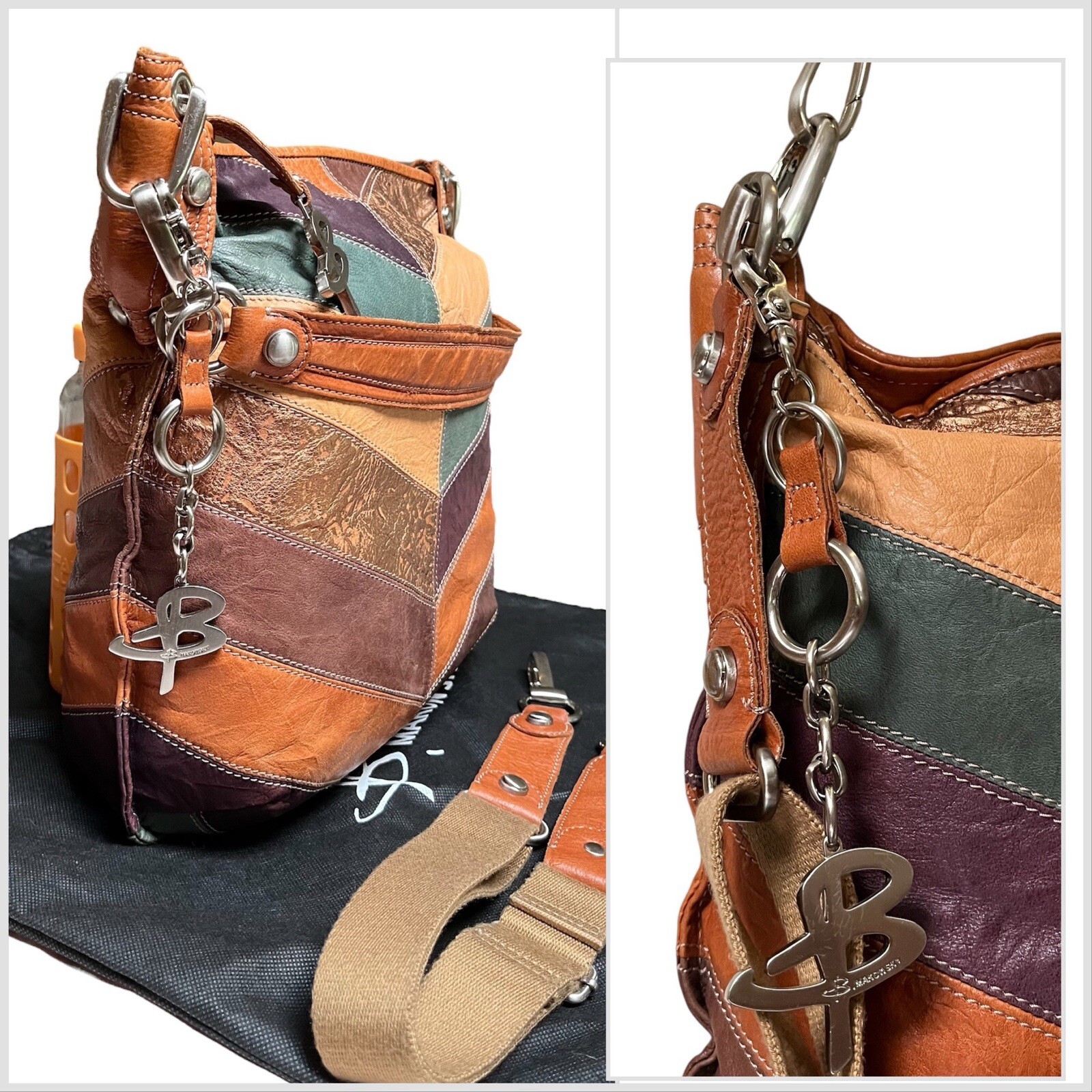 B Makowsky Leather Patchwork Convertible Shoulder… - image 7