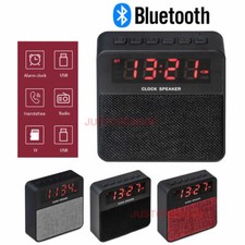Wireless Bluetooth Stereo Speaker LED Alarm Clock FM Radio Rechargeable USB UK..