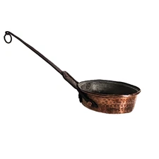 Antique Hand Forged Copper & Iron Tinned Ladle Hearth Pan Blacksmith 1850–1900