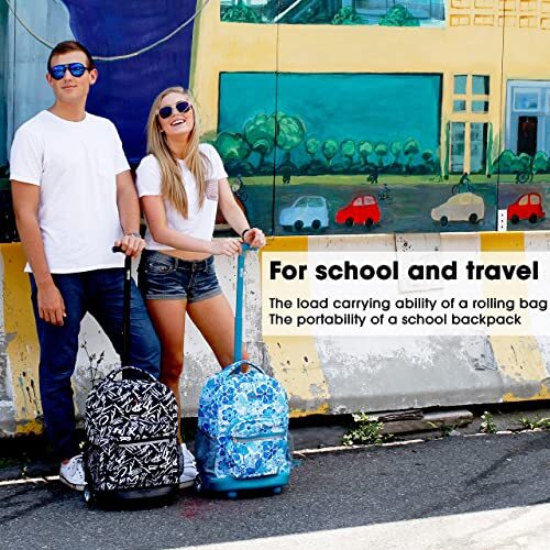 J World New York Sunrise Kids Rolling Backpack for Girls Boys Teen. Roller Bo...