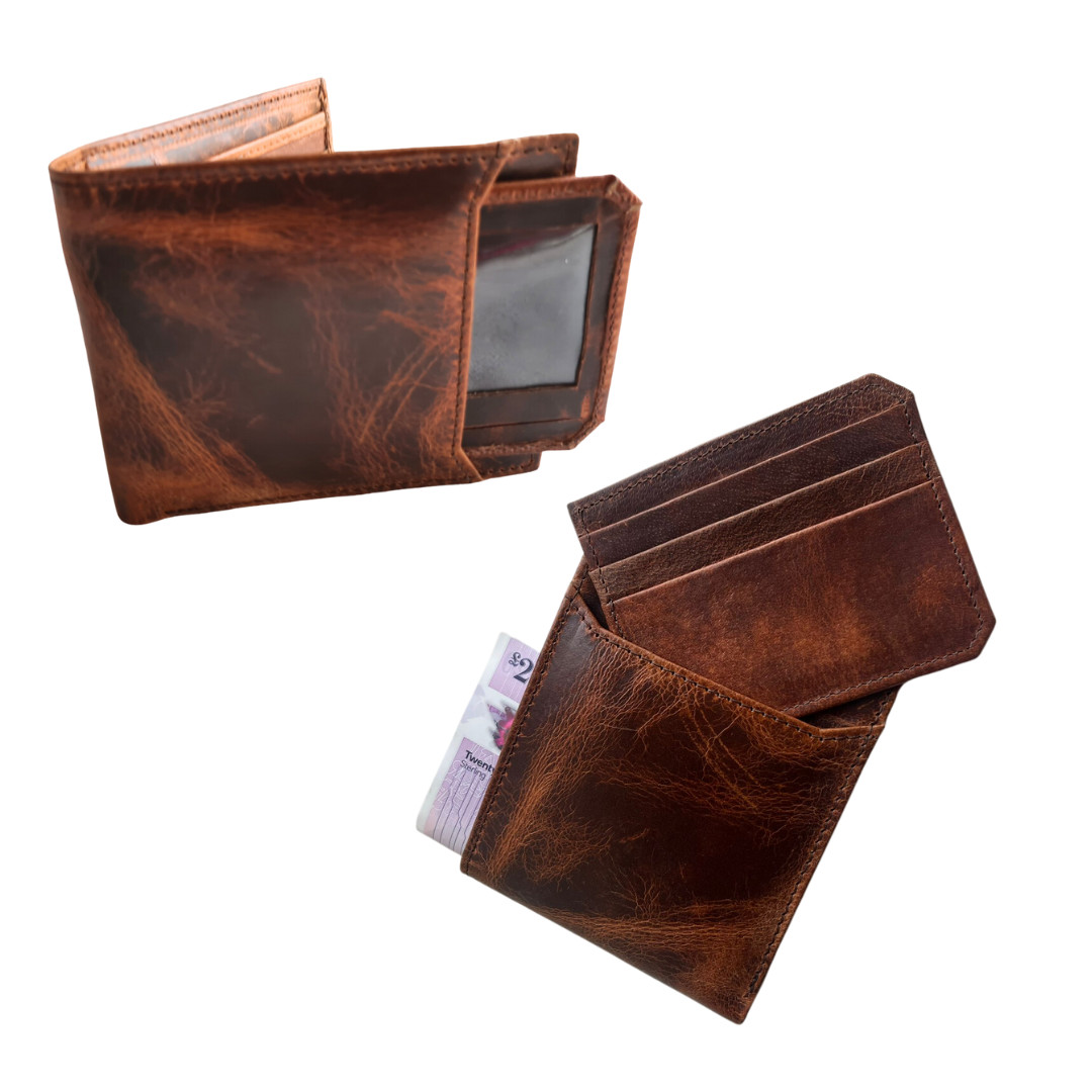 Handcrafted Rustic Men's Wallet, Pull Oil waxed  High Quality  Leather rrp£120 image 7