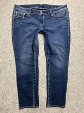 Vigoss The Chelsea Skinny Stretch Blue Jeans Womens Plus Size 24 L31 (44x30)