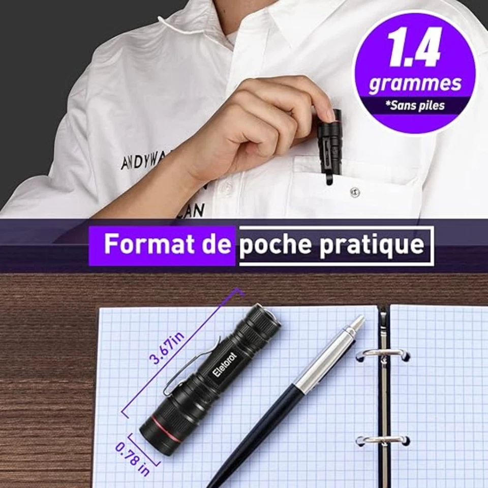 Lampe UV: Eletorot Torche Lampe UV Résine 395nm LED Lumière Noire, Ultraviolet - Photo 3/4