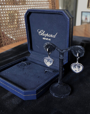 Chopard ''Happy Diamonds''  Herz-Ohrclips/Stecker  und Box - Weiß-Gold