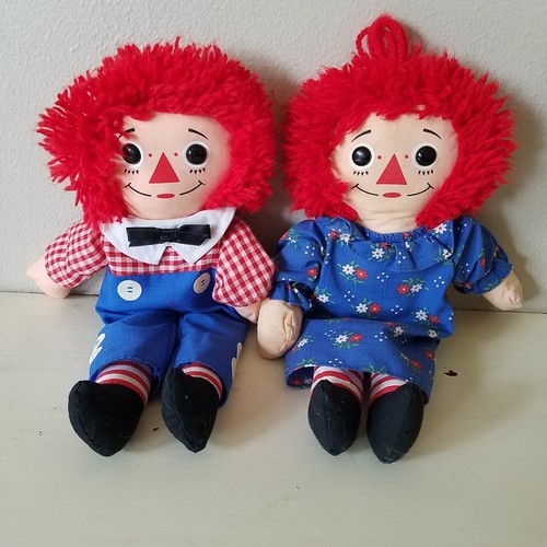 Raggedy Ann Johnny Gruelle Hasbro Softies and Andy Playskool 12" Vintage Dolls