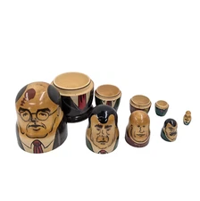 Vintage Matryoshka Nesting Dolls of Russian Leaders 5 Piece Set