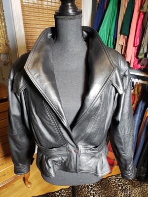 80s black leather jacket