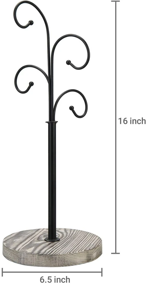 Taza de café MyGift 4 brazos curvada metal/madera árbol Foto 4 de 4