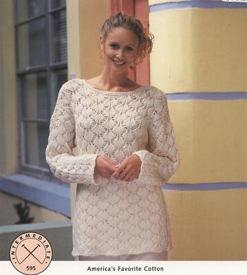 Mock Cable & Lace Tunic - Reynolds Saucy Knitting Pattern #595 Women 35''-55''