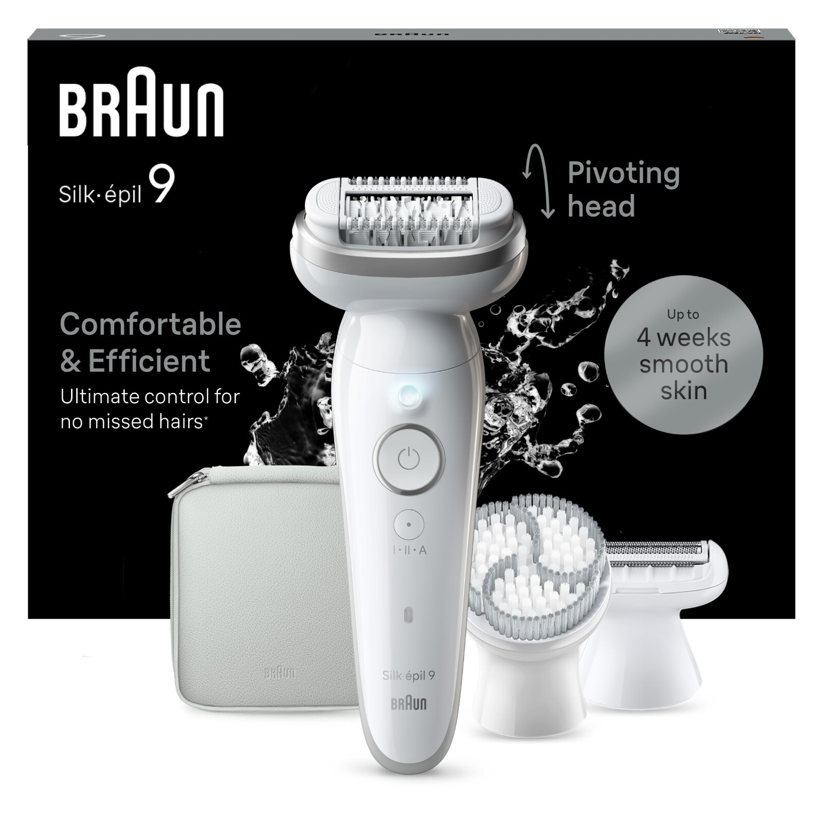 Braun Silk-epil 9,  Epilator For Easy Hair Removal, White/Silver 9-061