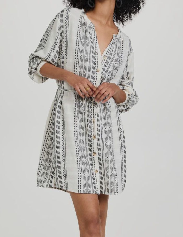 mini long sleeve linen blend dress Floral Linen-blend V-neck Long Sleeve Tie Wrap Mini Sheath Dress