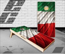 Italian Flag Weathered Wood Cornhole Boards Bean Bag Toss Game