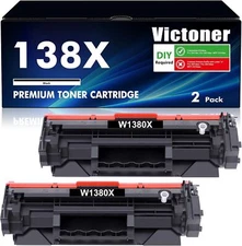 2x Toner Cartridge 138X Black Laserjet High Yield Compatible for W1380X W1380A