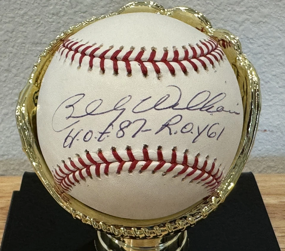 RARE BILLY WILLIAMS HOF ROY AUTOGRAPHED SIGNED BASEBALL JSA COA PLAQUE HOLDER - Image 3 of 4