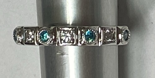 Stacking Ring - Circle & Squares Colored Stone Sterling Swarovski CZ m20-ri-Dec