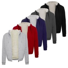 Uomo Pile Pelliccia Bombardiere Giacca con Cappuccio Zip Felpa