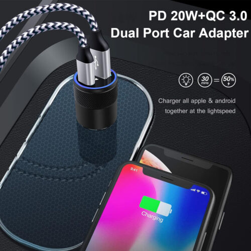 38W 2 Ports PD USB-C Fast Charging Car Charger Adapter For iPhone 14 13 Samsung - Picture 6 of 11