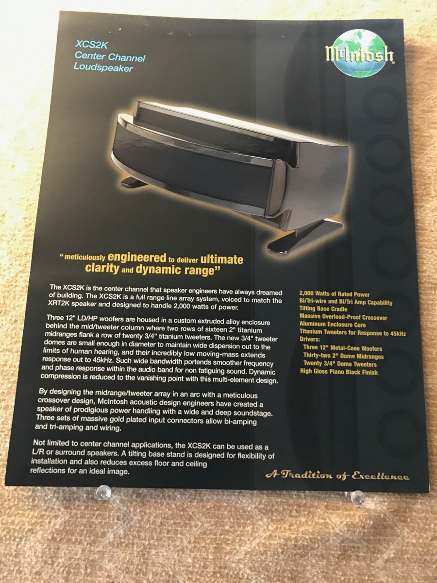ORIGINAL MCINTOSH XCS2K CENTER CHANNEL LOUDSPEAKER- GRAPHIC INSERT