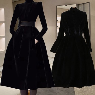 Velvet Casual Slim Fit Women Ladies A Line Party Evening Ball Gown Long  Dress | eBay