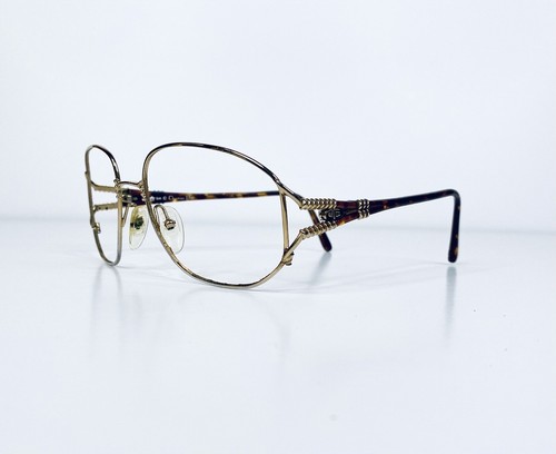 Vtg Christian Dior Gold Tortoise Metal Oval Square Glasses Austria 57 16 135