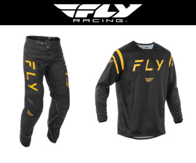 2025 Fly Racing Kinetic Center Gear Set - Jersey & Pants - Black / Gold