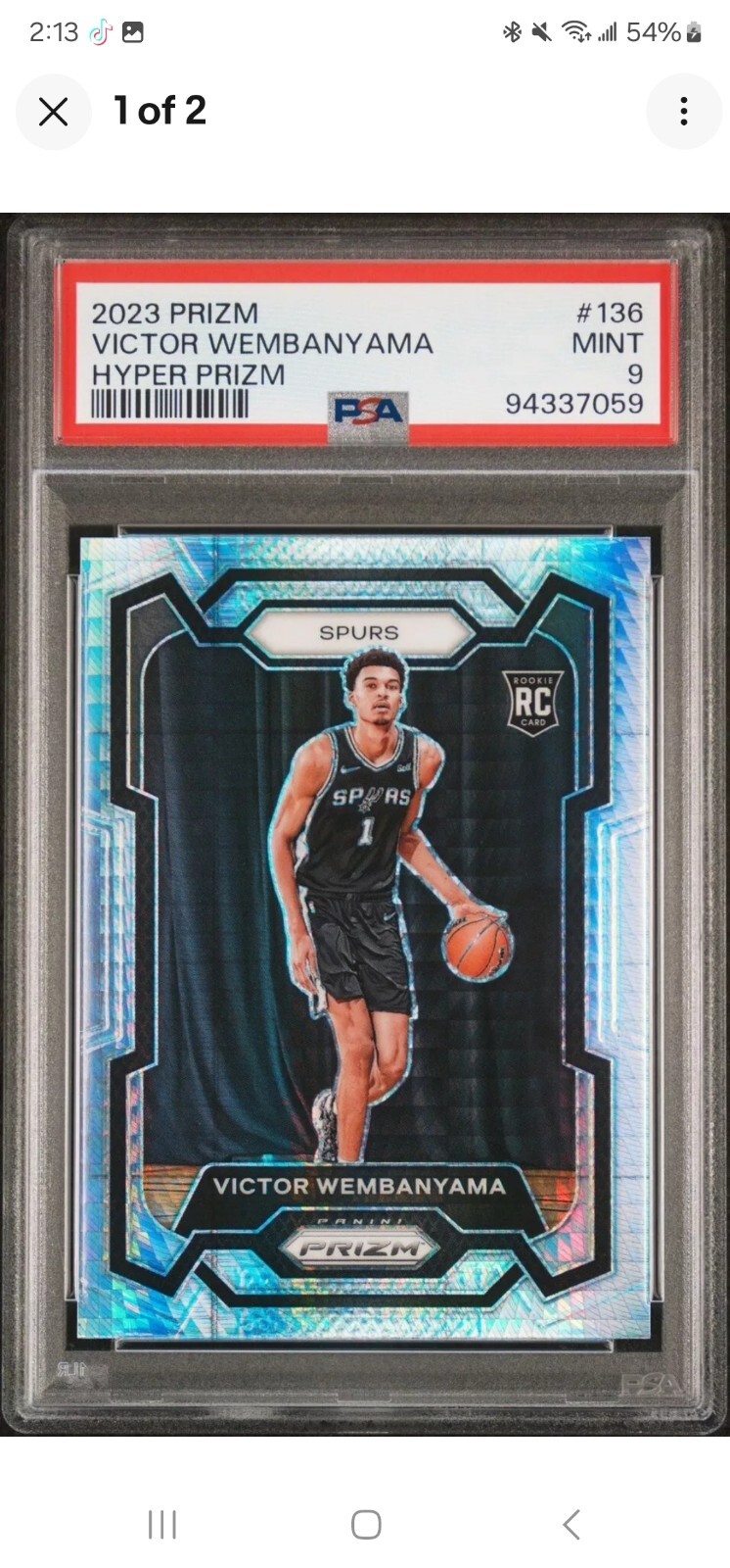 2023 Panini Prizm Victor Wembanyama #136 HYPER Prizm RC Rookie PSA 9 Mint Spurs