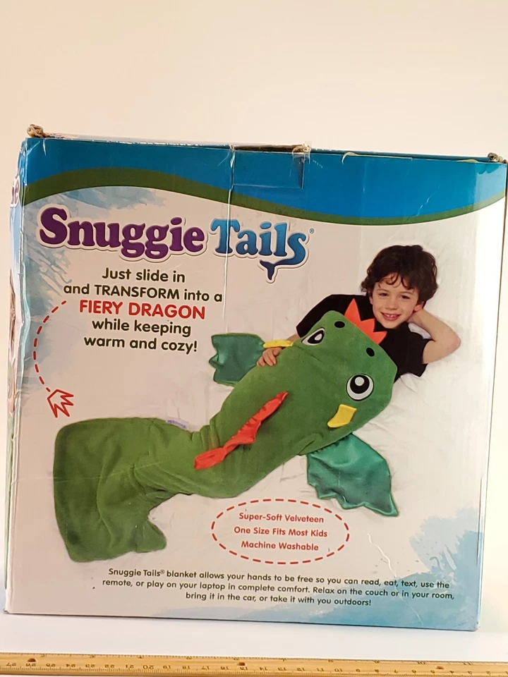 Snuggie Tails Fiery 绿龙柔软可爱毯子“电视上看到”全新带盒 — 第 4/4 张图片