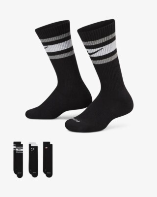 Nike Everyday Plus Cushioned Crew Socks Kid 3y-5y Basketball Sports 