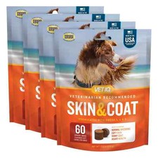 VETIQ Skin and Coat Hickory Smoke Flavored Soft Chews for Dogs,240Count FREESHIP