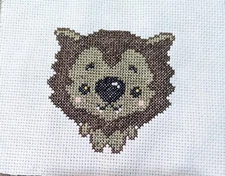 Werewolf cross stitch, completed, fiber art, wall decor, halloween,