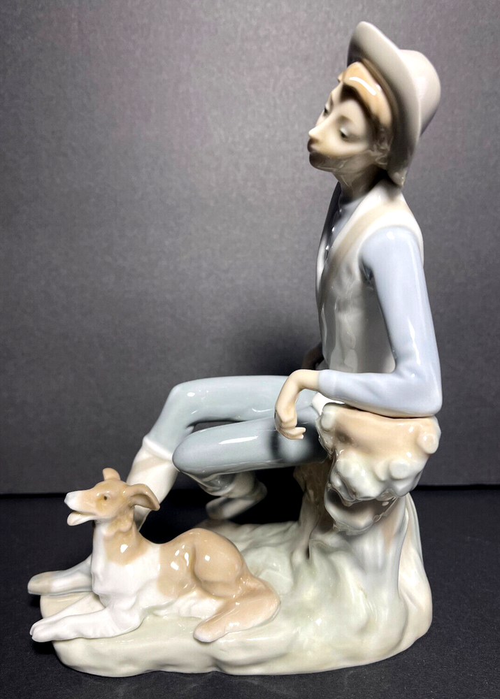 Lladro 4659 Shepherd Boy Sitting with Dog Retired Porcelain Figurine READ