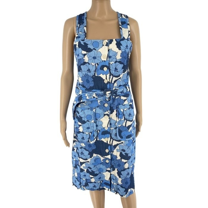 Tara Jarmon Mujer Azul Estampado Floral Mangas Pichi Vestido Talla 40 Eu 36 GB 8