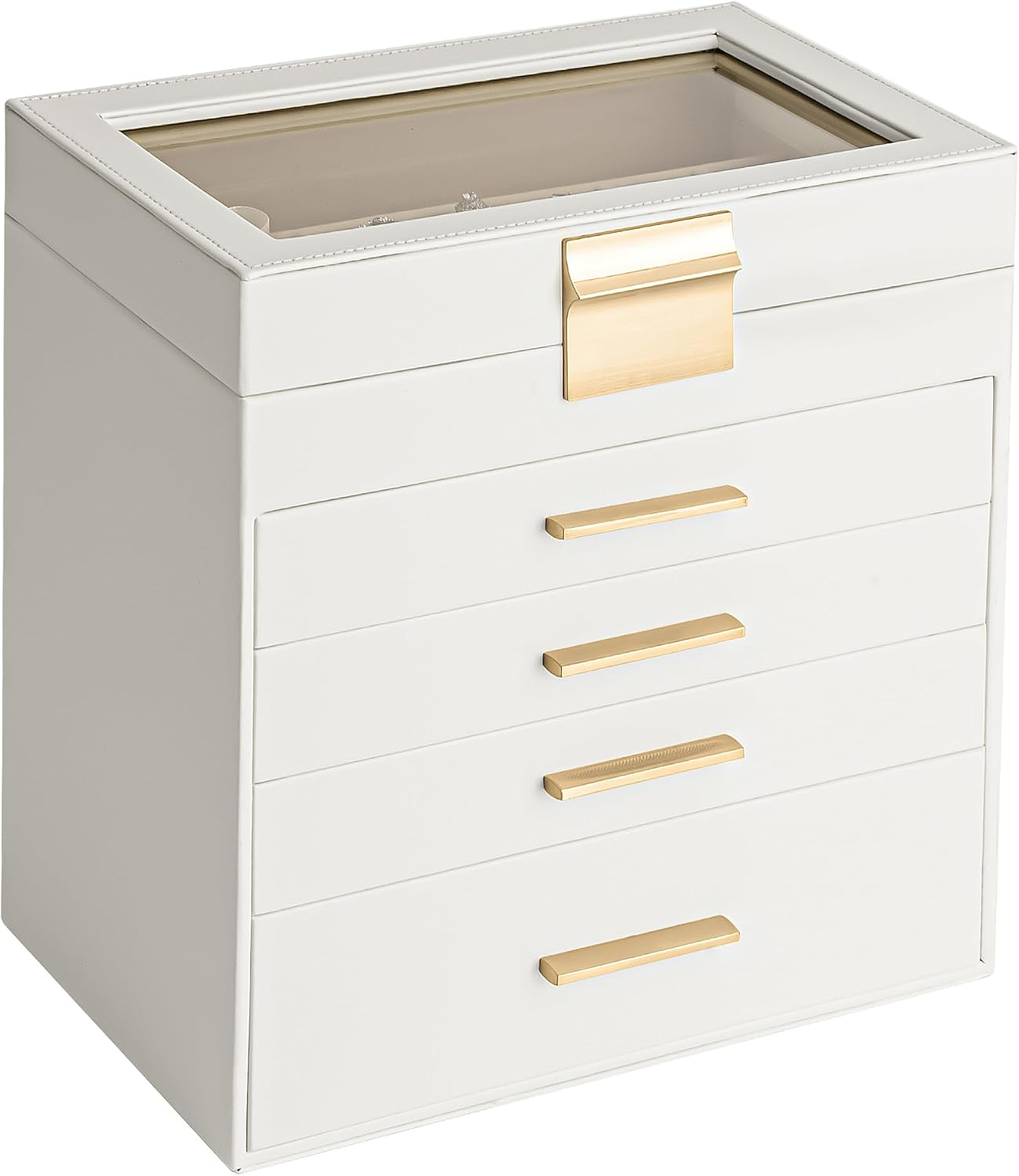 5-Layer Jewelry Box with Glass Lid for Women - 4 Drawers & Storage Display-image