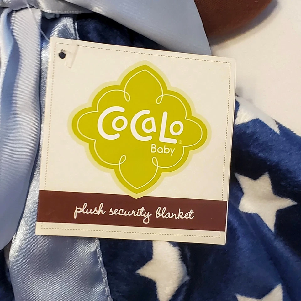 Кокало синий коричневый белый звезда медведь щенок собаки плюшевый медведь атласное одеяло безопасности  - Изображение 3 из 4