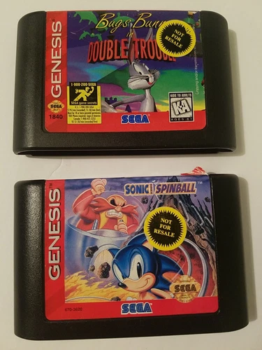 Lot of 2 Authentic Sega Genesis Games Bugs Bunny Sonic Spinball, Not for Resale