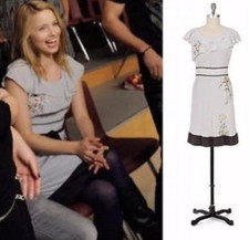 NEW Anthropologie Gray Silk Floral Embroidered Dress Size 0 Ruffle Z262-12