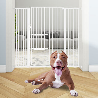 Baby Gate With Pet Door Dog Cat Child Safety Extra Wide Walk Thru Fence  Guard